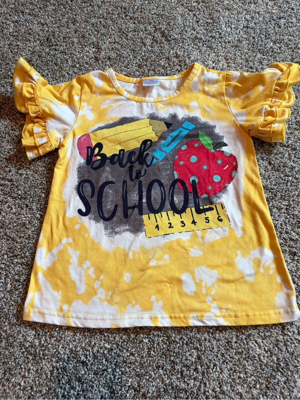 Kids 'Back to School' Yellow Tie-Dye Short Sleeve Tee